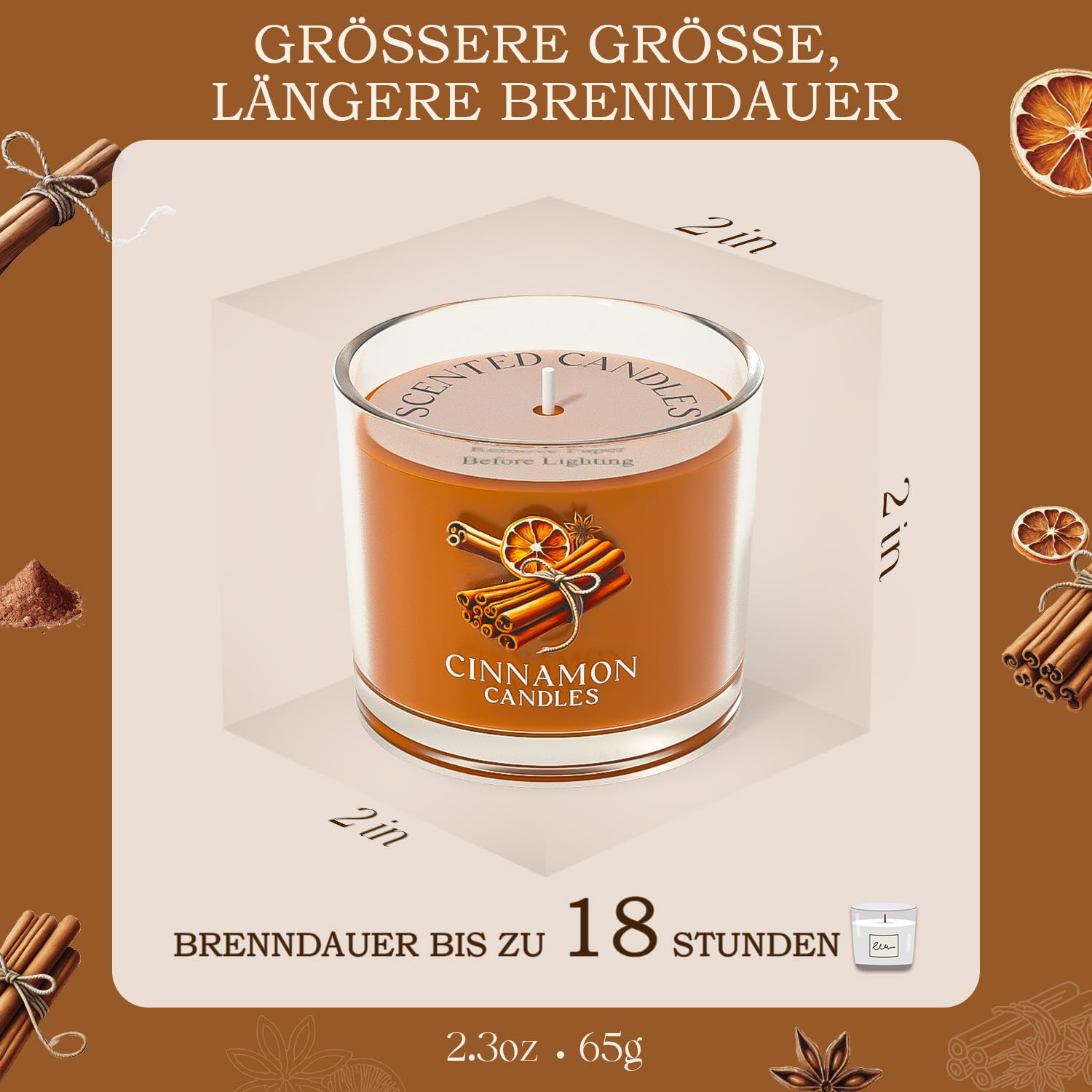 CHILLFLAME Bougies parfumées pour femmes - Coffret cadeau bougie cannelle, 3 bougies votives parfumées, cadeau d'anniversaire pour femmes, bougie de Noël pour hommes (orange, 200g)