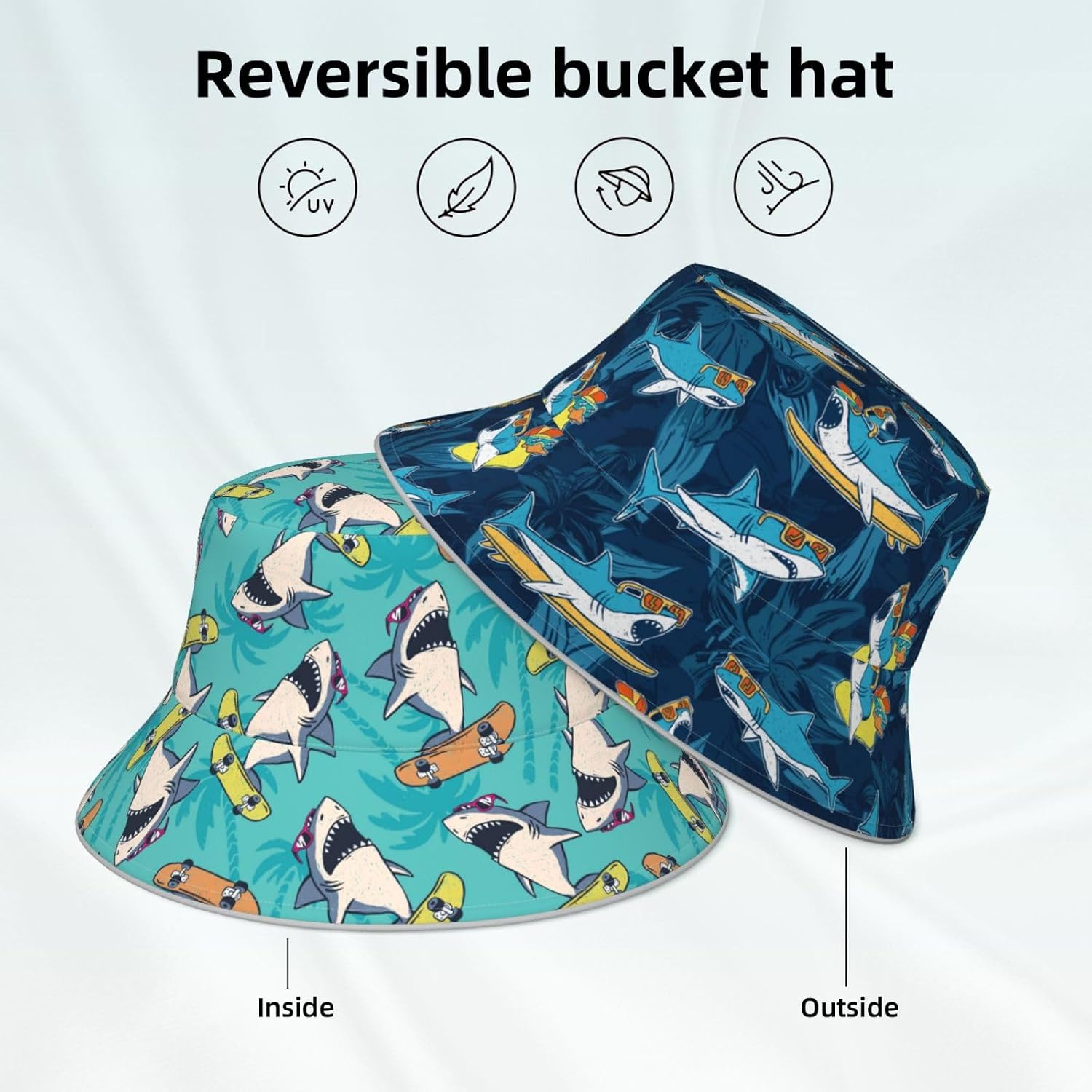 Hat Reversible Fisherman Hats Double Sided Wearing for Women Men Boys Girls