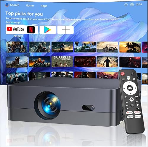 Miniatura 1 de Proyector con WiFi y Bluetooth, Native 1080P Proyector portátil de corto alcance para películas al aire libre con Android 14, altavoz integrado,