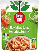 Céréal Bio Organic Ravioli, Tofu, Tomato Sauce, Basil – Individual Organic Cooked Dish, Microwavable, Mediterranean Flavors, Ready to Heat – 220g
