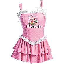 Micotaku Strawberry Shortcake Officially Licensed Women's Polka Dot One Piece Swimsuit for Beach & Pool
