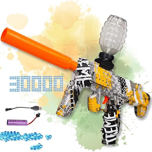 Blaster eléctrico, diseño camuflaje amarillo y negro, 16.14 x 11 pulgadas, recargable con cable USB, funciona con pilas