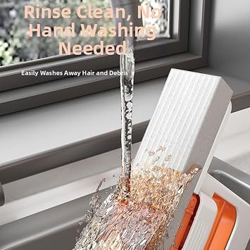 Mini Mop For Small Spaces Self-Squeeze Mini Foldable Desktop Mop Cleaning Sponge Mops Wet And Dry Use Cleaning System Small Cotton Mops For Bathroom Kitchen (Orange)