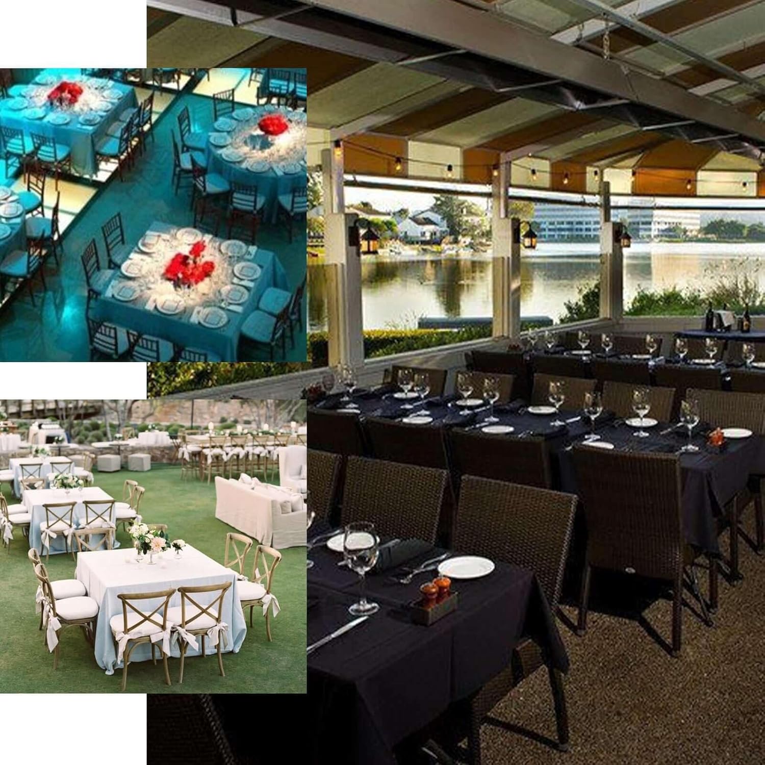 Efavormart 90" Square Polyester Table Overlay for Wedding Kitchen Dining Events - Purple