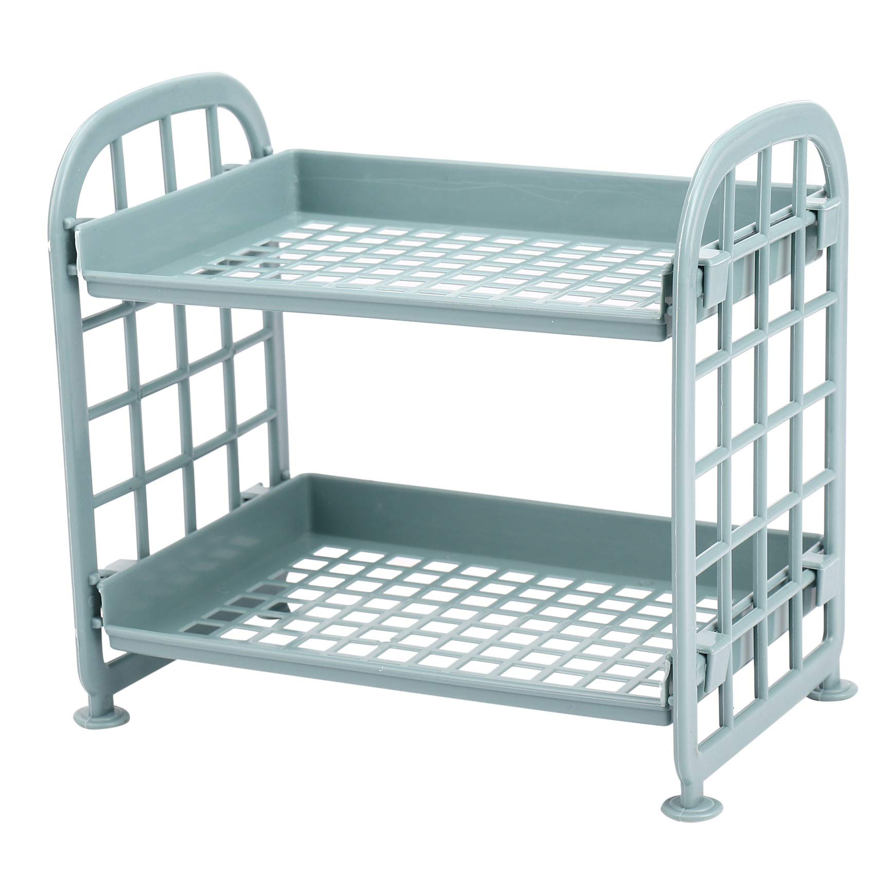 Yuuinnter Blue Storage Shelves,Plastic Small Storage Shelves - 2 Tier Shelf Shelving,Kitchen Shelf Bathroom Organizer(Nordic )