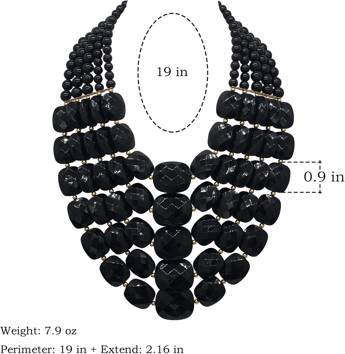 5 Layered Colorful Beaded Statement Chunky Necklaces For Women Fashion African Tribal Costume Jewelry Earring Set Multi Strand Bead Collar Choker Bib Handmade - Image 2