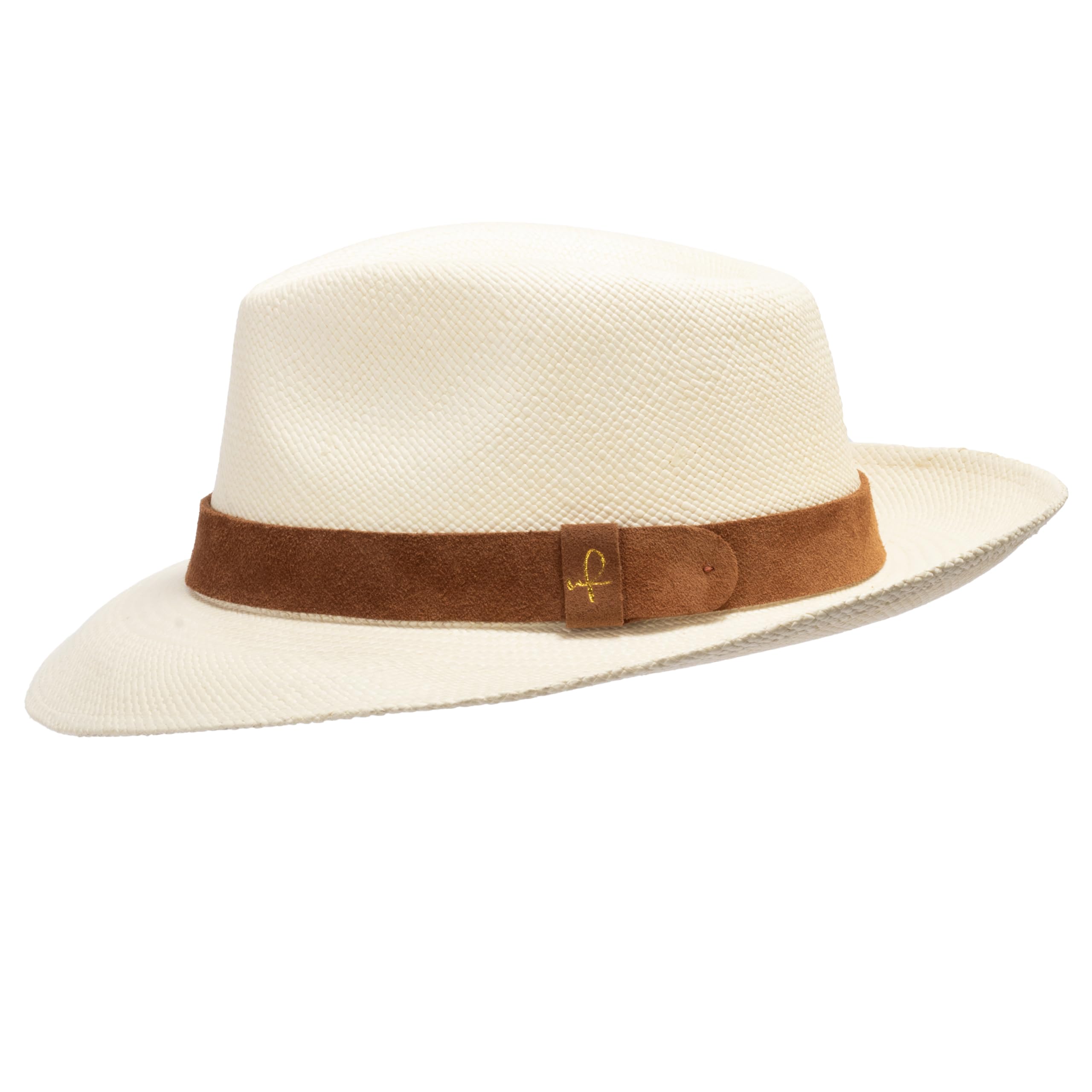 ULTRAFINO Genuine Havana Classic Panama Straw Dress Hat Comfortable Leather Hatband 7 5/8