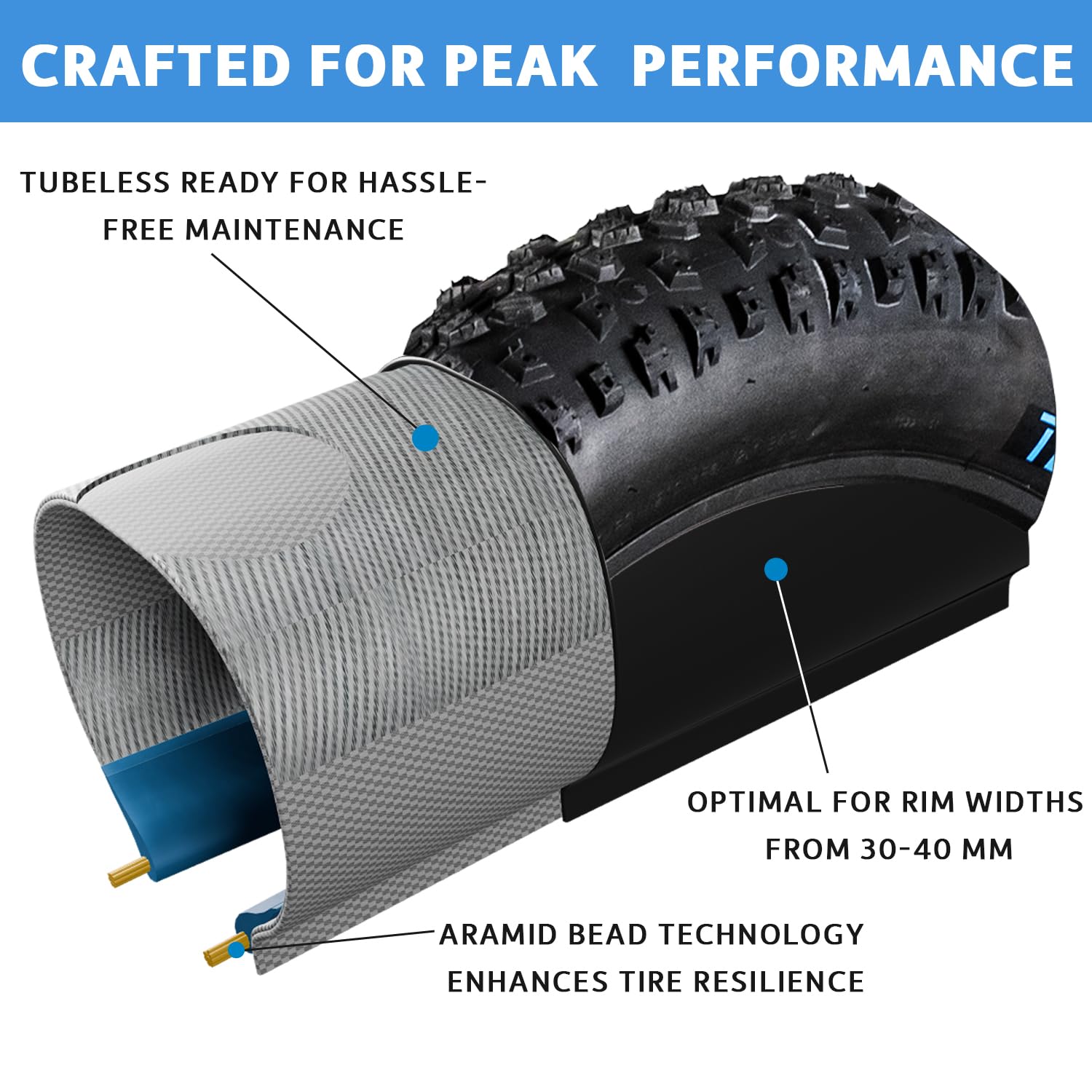 Amazon.com : Tires for Mountain Bike by Terrene - Chunk Tough 27.5