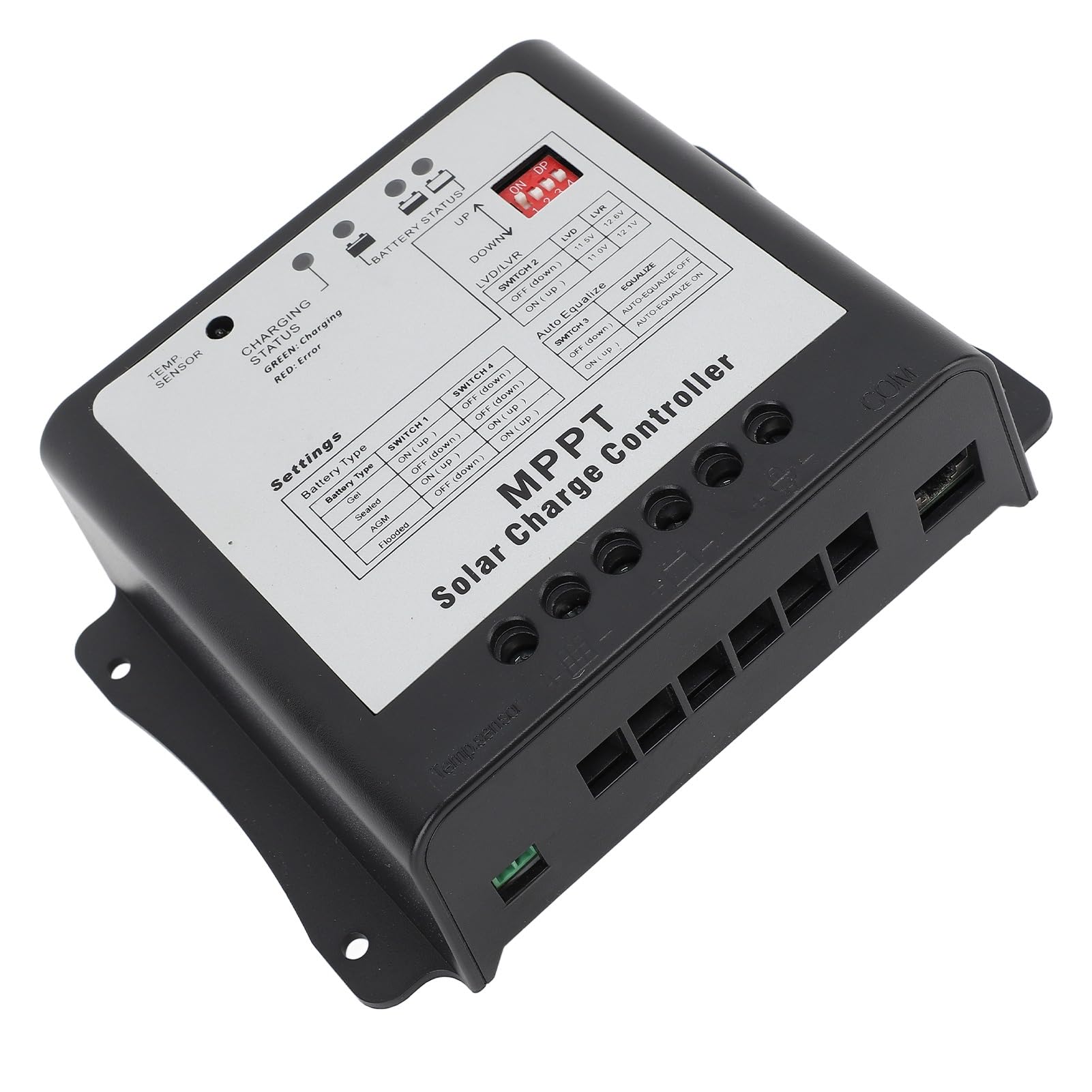 Yosoo Health Gear Regolatore di Carica Solare MPPT, Regolatore Pannello Solare in Lega di Alluminio ABS 15A 75V per Batterie 12V 24V, Tracciamento 99,9%, Monitor LCD, Protezione Multipla per Marino