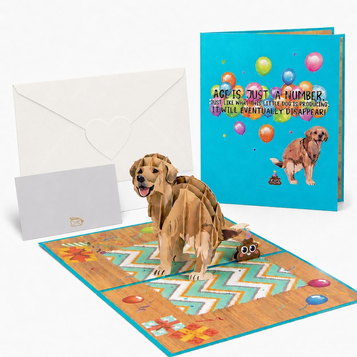 AIBAOBAO Funny Dog Birthday Card Pop Up, 3D Golden Retriever Birthday Card from The Dog, 8x6”Greeting Cards with Envelope & Blank Message Card, Birthday Gift for Dog Lovers, Mum Dad Women Men Him Her — image 1