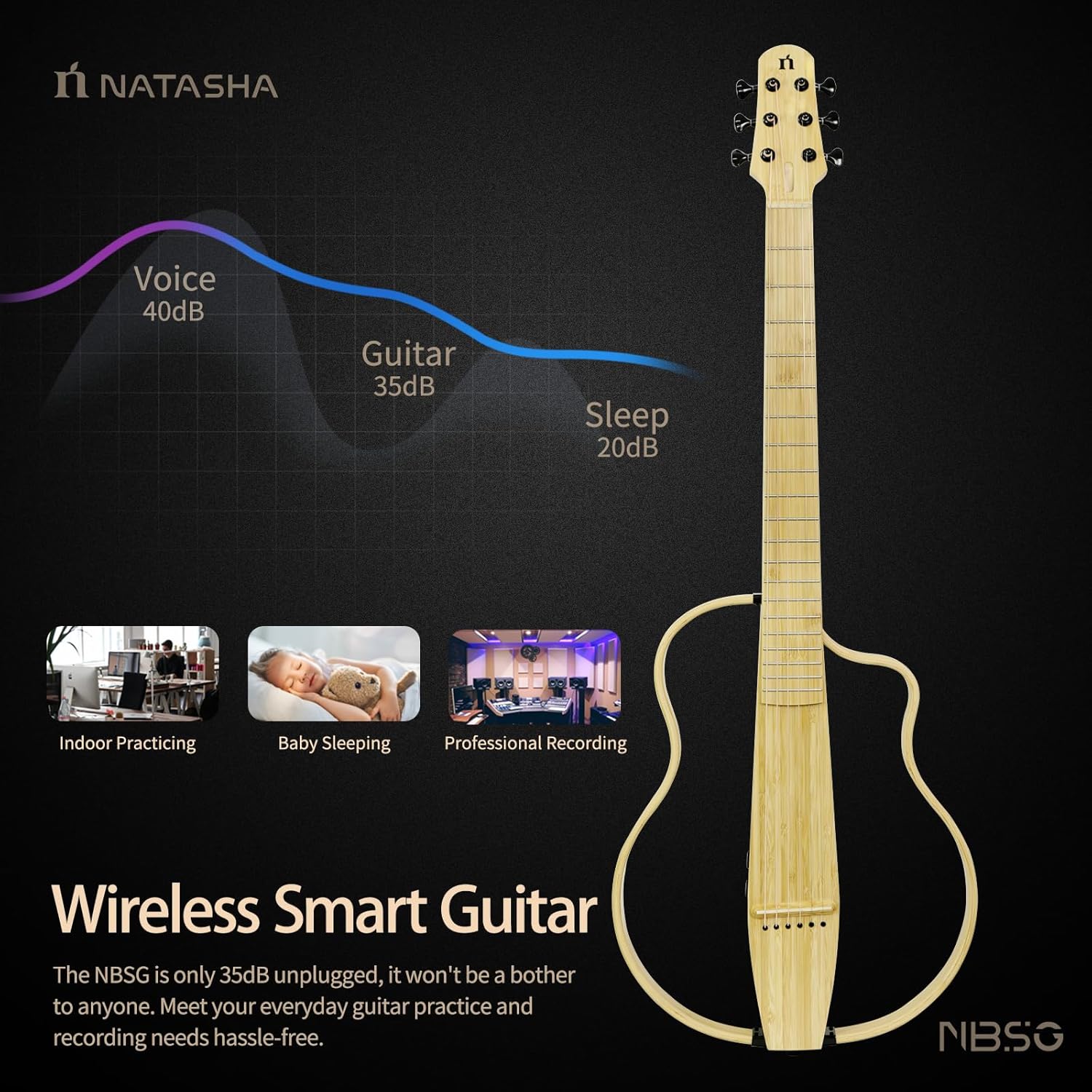 Natasha Bamboo Acoustic-Electric Guitar with Intelligent Process 