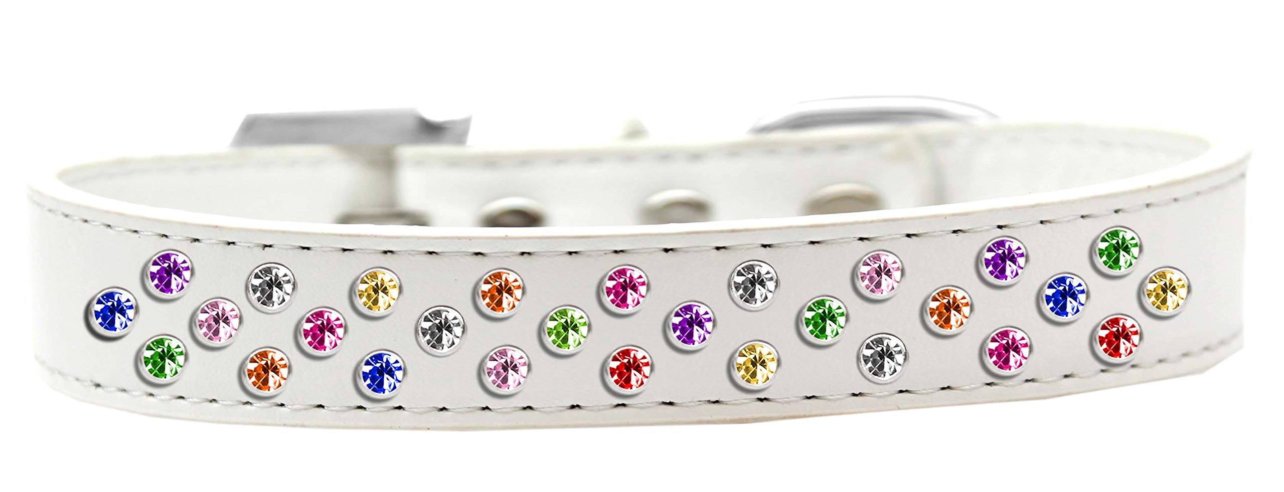 Collier chien blanc avec cristaux confettis : l'éclat du luxe pour son cou de 36-46 cm