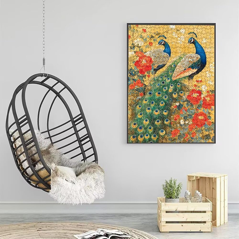 Puzzle 5000 Teile Erwachsene, Jigsaw Puzzle Erwachsene 5000 Teile, Pfauen Blumen Puzzles, Impossible Klassische Puzzles, Herausfordernde Familie Spiele, für Home Decor und Geschenke DX0YL2-520