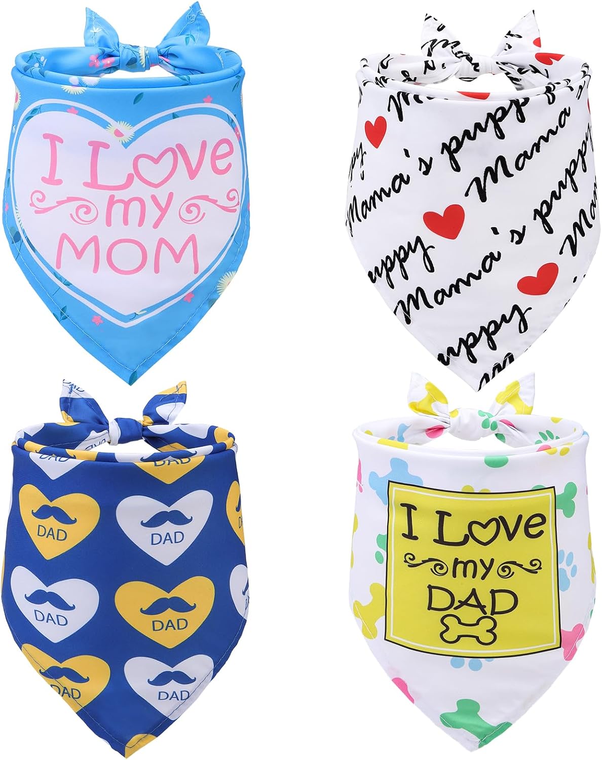 EXPAWLORER Mother's and Father's Day Dog Bandanas 4 Pack