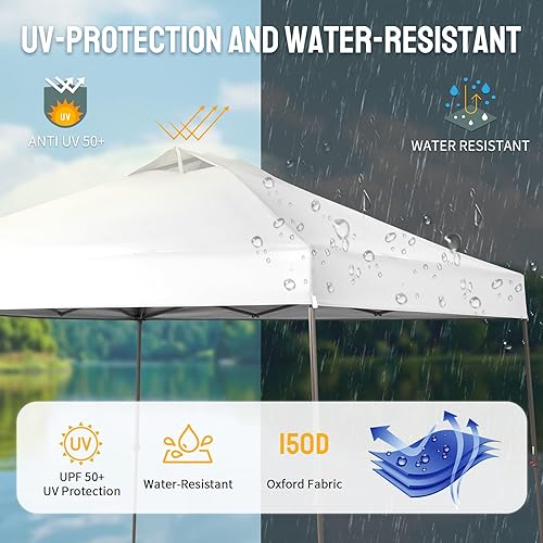 Miniatura 6 de CROWN SHADES Tienda de campaña de playa desplegable de 10 x 10 pies con bolsa con ruedas, 8 estacas, 4 cuerdas, toldo para exteriores, color azul