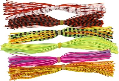 HTHYLURE Jig Lure Skirts 6 Colors 12 Bundles 600 Strands Soft Silicone Lure Skirts Rubber Skirts Threads Fly Tying Material Buzzbaits Bass Skirts Jig Lure Fly Tying Accessory
