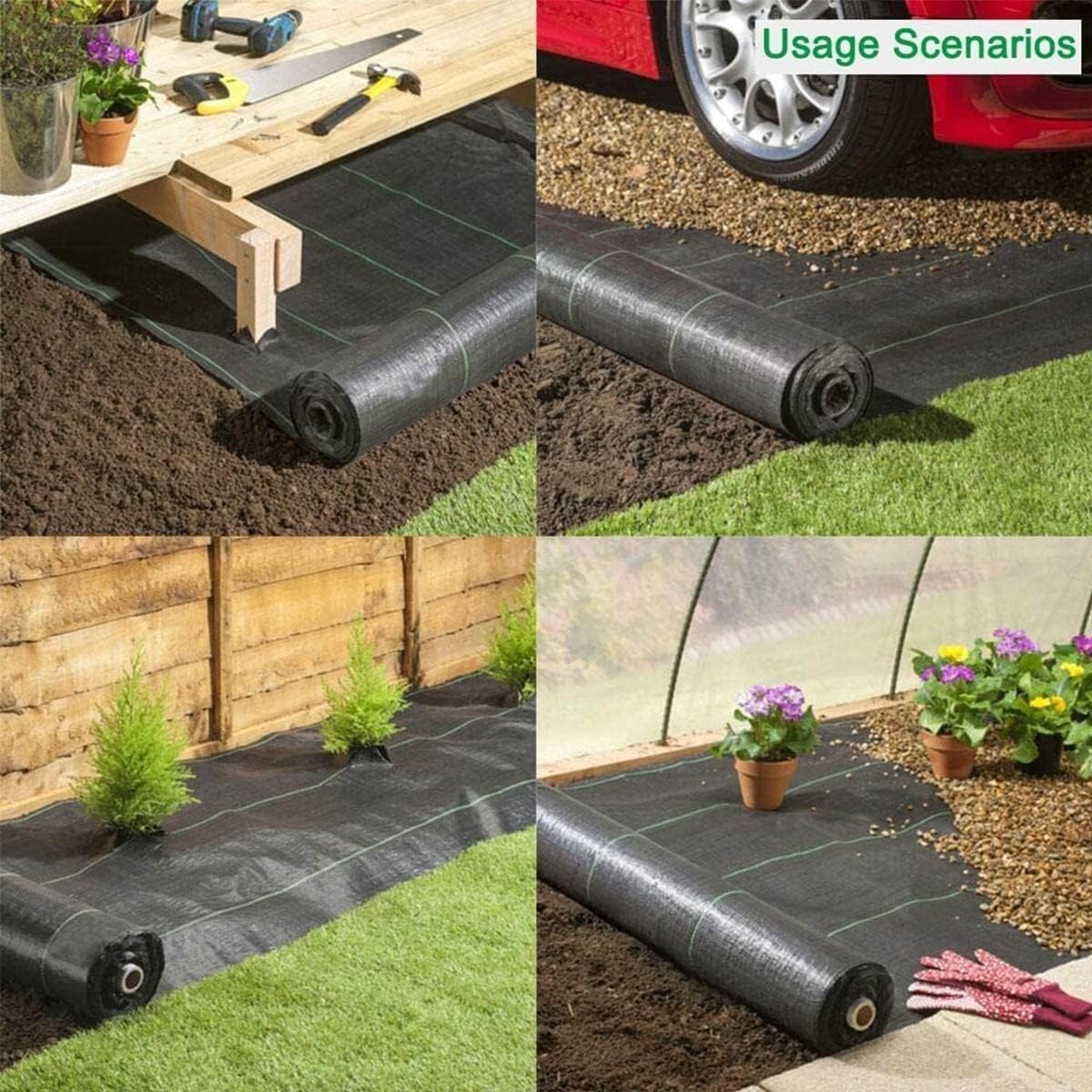 Wytrzymała membrana do zwalczania chwastów, Tkanina geowłókninowa chroniąca przed chwastami do ogrodu, patio, klombu i ścieżek, różne rozmiary(1.2x15m/4x50ft)
