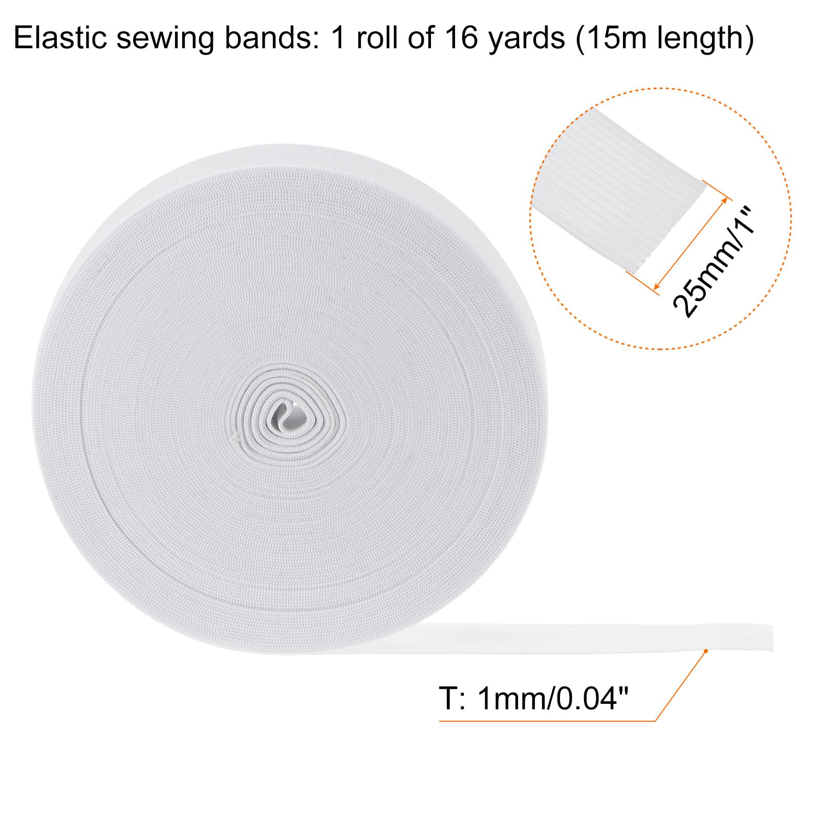 MECCANIXITY 1 Inch Twill Elastic Band - 4 Yard Spool, Heavy Stretch For Waistbands & Sewing