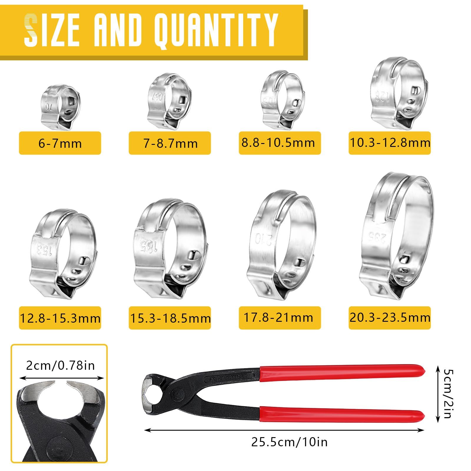 150Pcs 304 Stainless Steel Single Ear Hose Clamp With Ear - View #7
