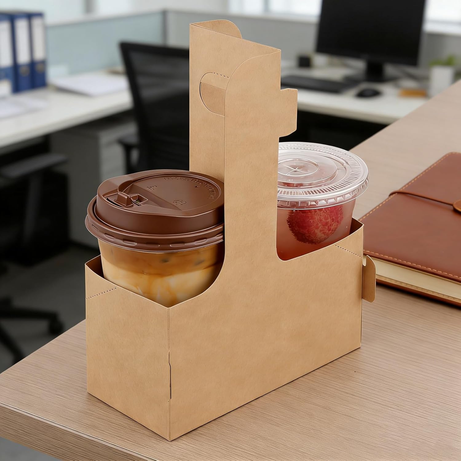 100 PCS Drink Carrier with Handle, 2 Cups or 4 Cups Coffee Drink Carrier Disposable Paper Cup Holder Cup Carriers for Drinks, Food Delivery,Hot/Cold Drink, Coffee Carriers