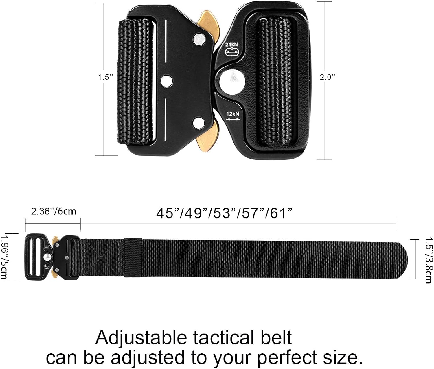 OHENNY Tactical Military Belt Webbing Adjustable Nylon Quick-Release
