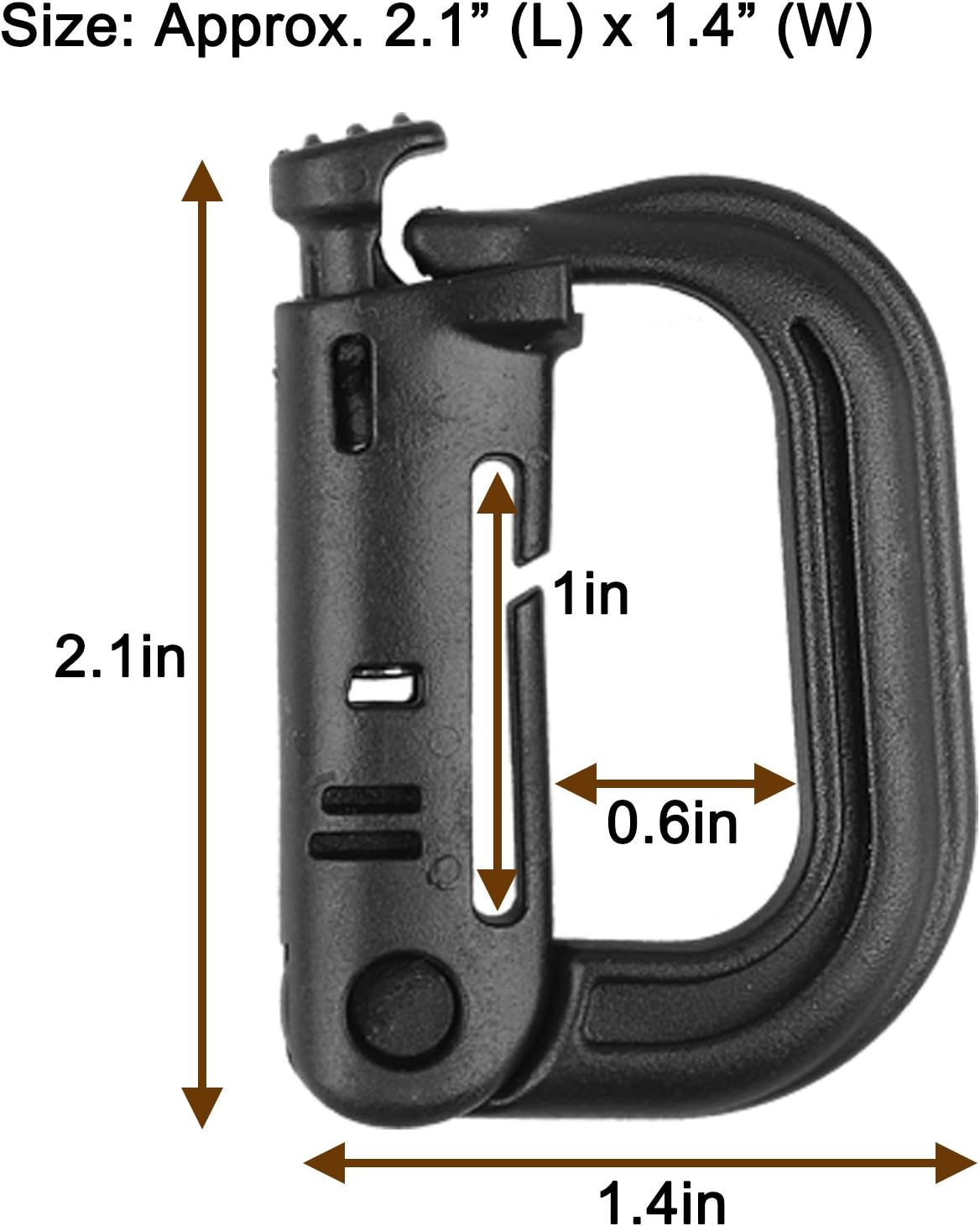 XTACER Tactical Multipurpose Small D-Ring Locking Hanging Hook Tactical Link Snap Keychain Button Release for Molle Webbing (Set of 10) - Image 6