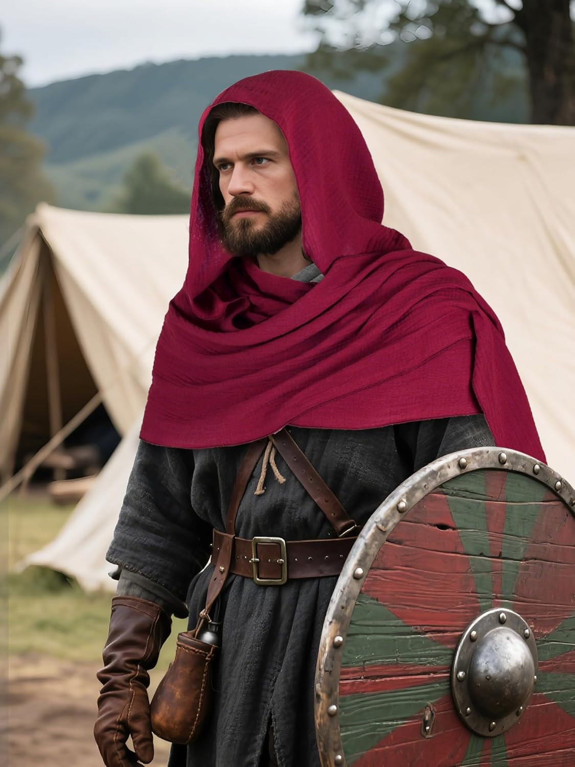 Ultrafun Medieval Renaissance Shawl Scarf Cape Men Women Multifunctional Hooded Cowl Halloween Cosplay Costume Accessories - Image 6