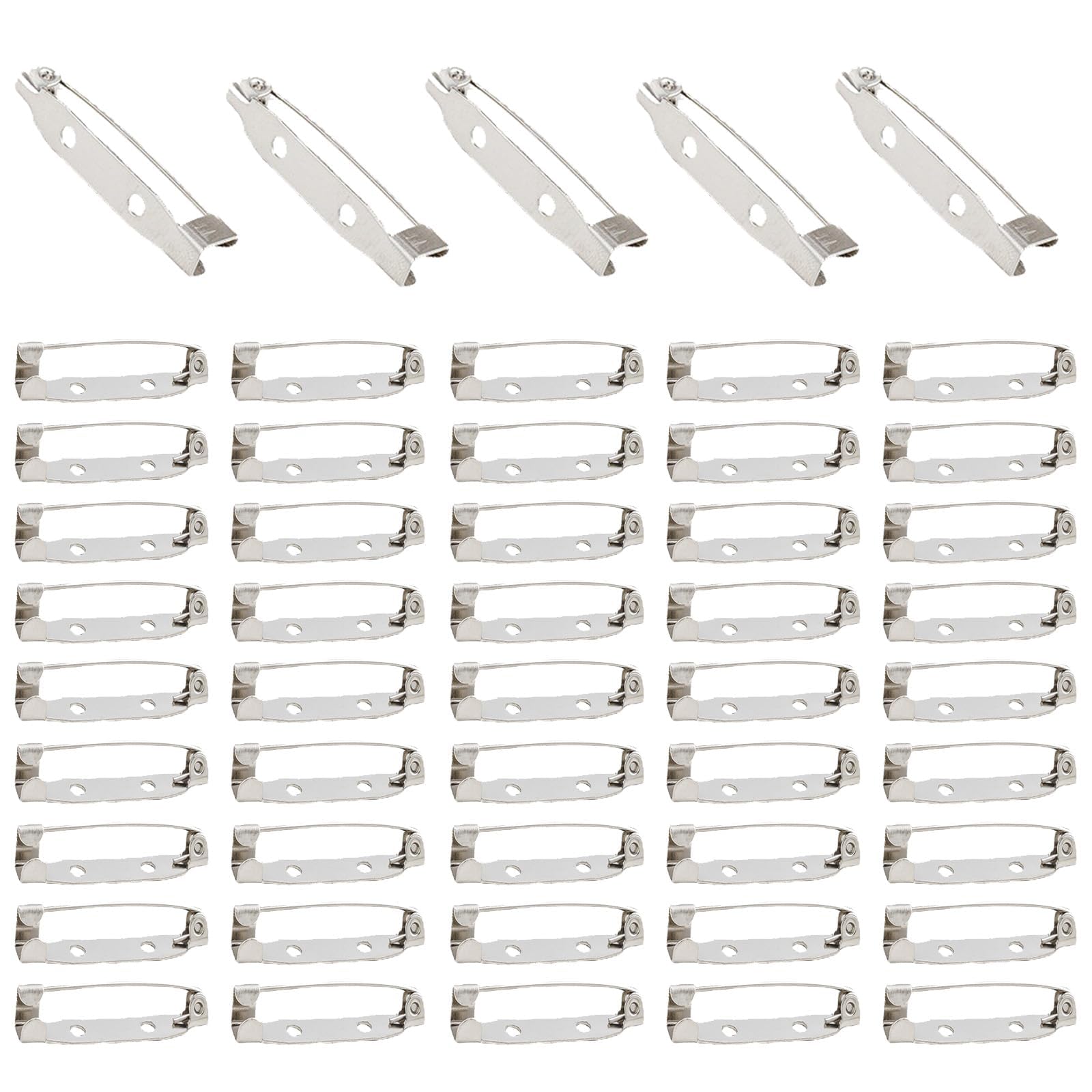 Cuixia Brooch Pins Crafting Safety Badge Backs Small, Silver 30mm, 50Pcs