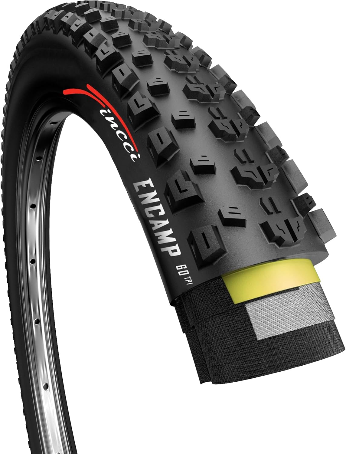 Fincci Encamp 27.5 x 2.25 Inch Mountain Bike Tire - Foldable 57-584 60 TPI Tyre with Nylon Protection for Mountain, Enduro, MTB, Hybrid Bicycles and E Bikes
