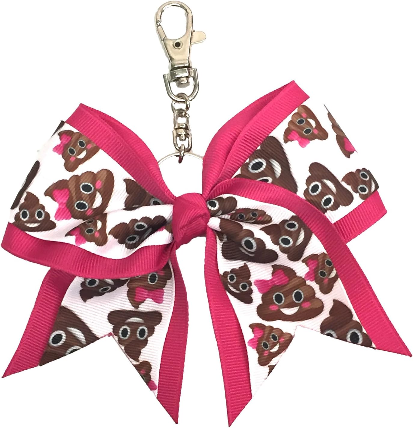 Smiling Poop Emoji Key Chain Bow