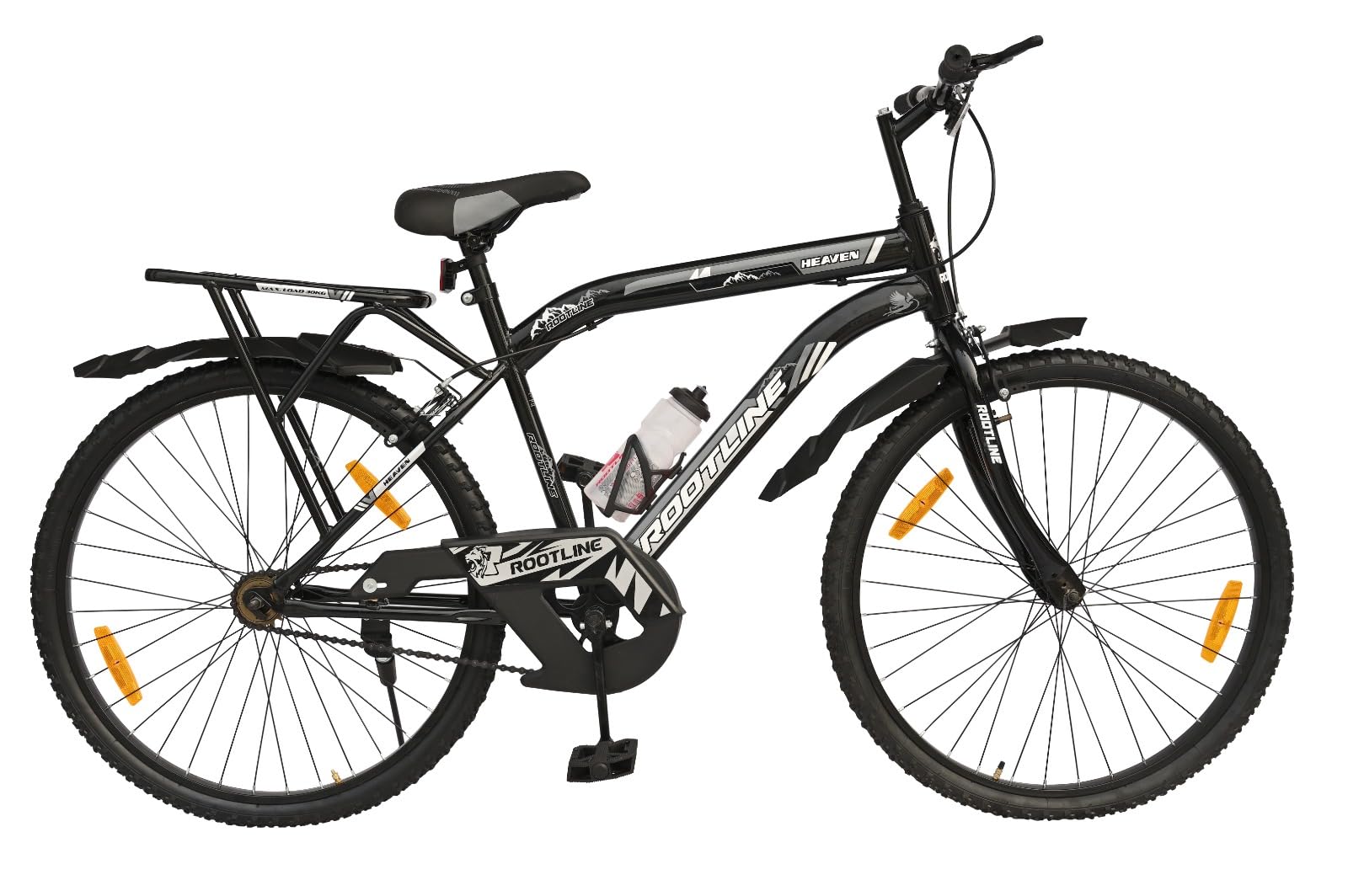 ROOTLINE Heaven 26T with Integrated Carrier MTB Cycle/Bike Single Speed with Complete Accessories 12+ Years (MATT Black)-image-15