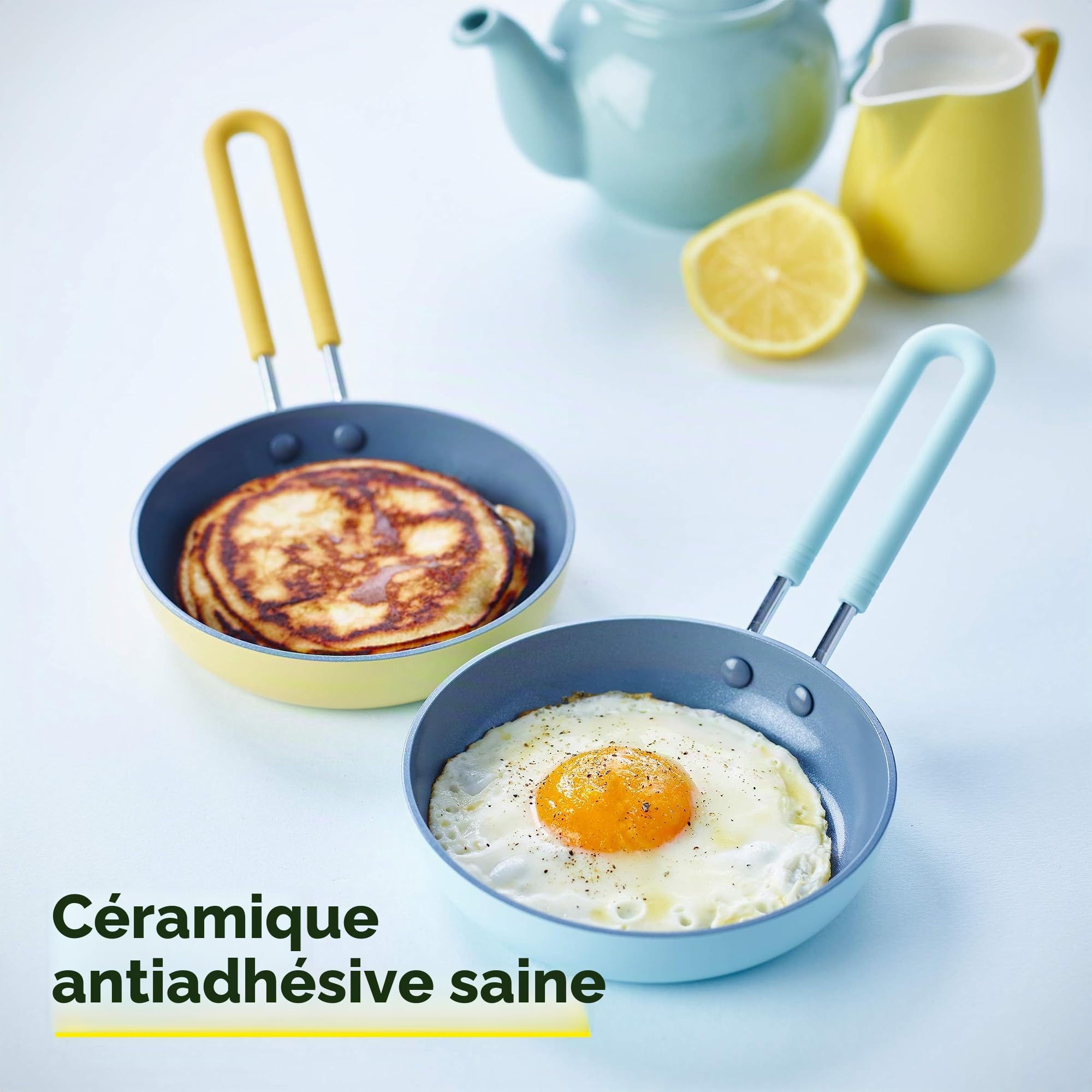 GreenPan - CC002841-003 GreenPan Mini Poêle à œufs en céramique anti-adhésive Jaune 12,7 cm