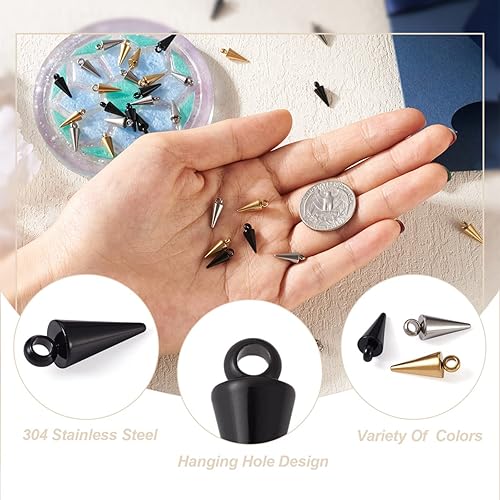 Miniatura 6 de 150 dijes de cuentas con forma de espiga, estilo tibetano, forma de cono de bala larga, para manualidades, collares, aretes, joyería