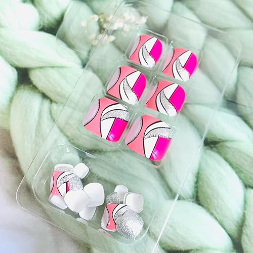 Miniatura 275 de Uñas postizas a presión con diseños de diamantes de imitación, uñas postizas reutilizables de cobertura completa con pestaña adhesiva, uñas postizas