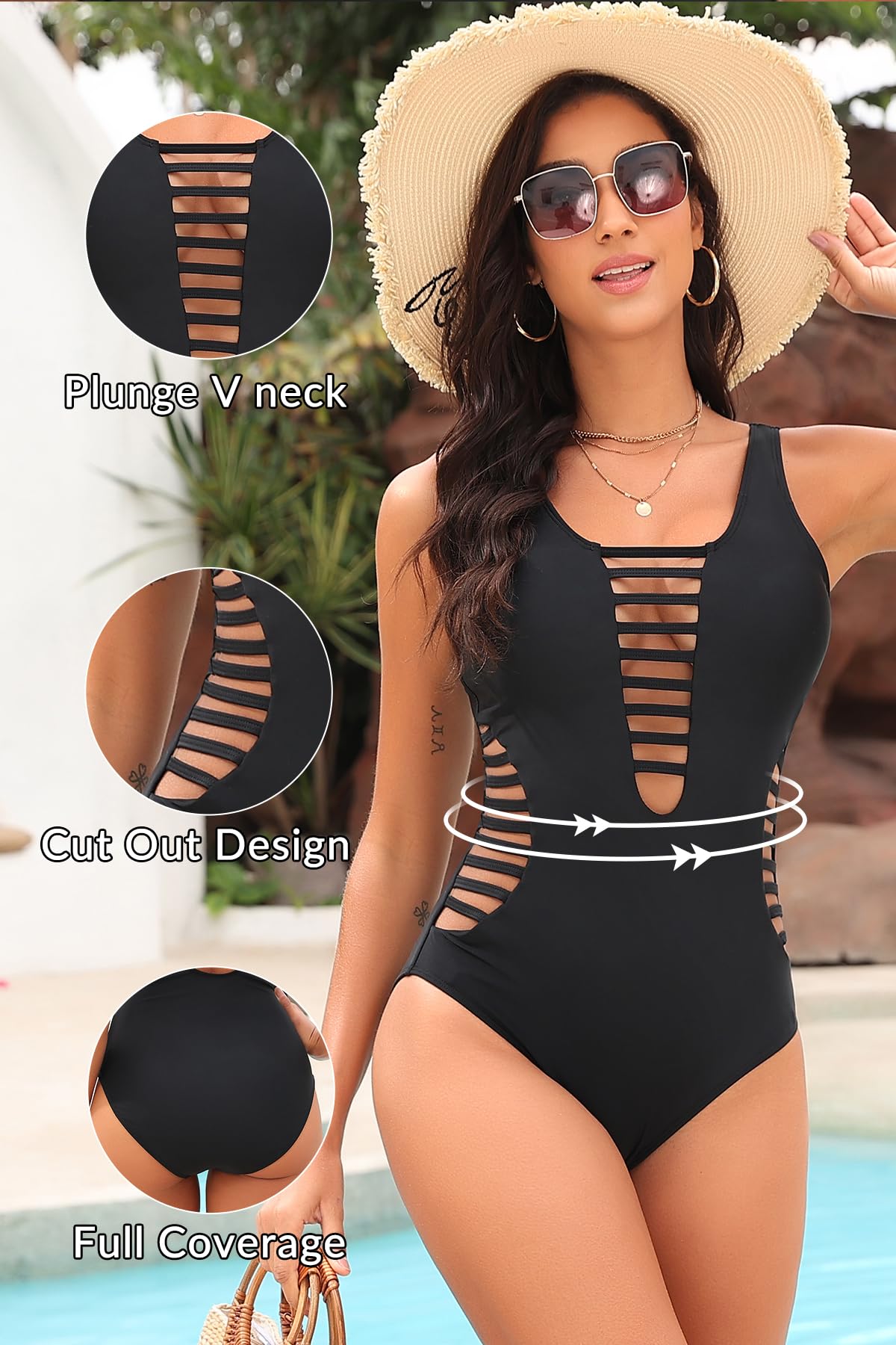 Aqua Eve - Costume da Bagno Sexy da Donna, con Scollo a V