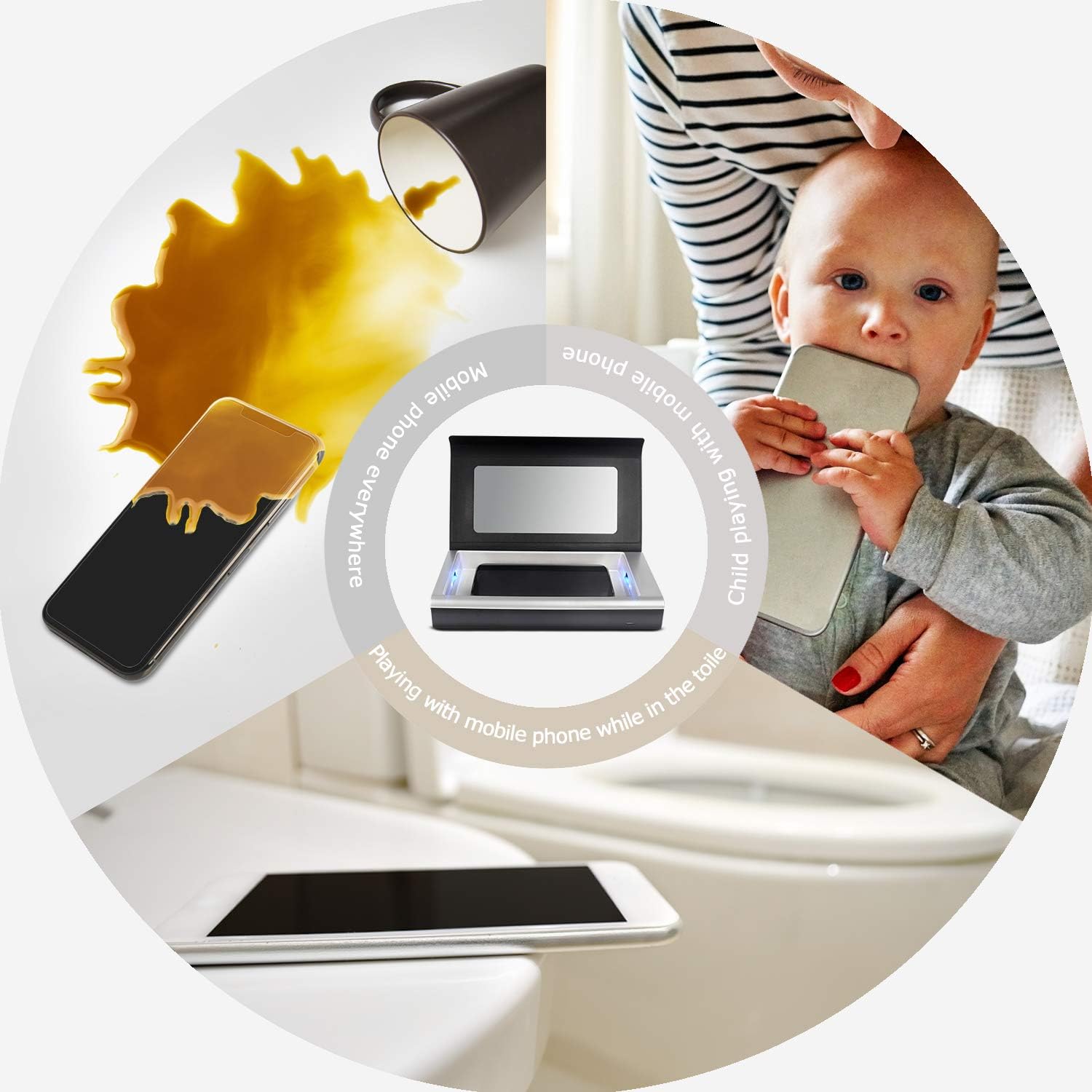 Gеt Sресіаl Prісе SALKING Leather Cell Phone Box,Portable Phone Box with Fast Charging USB Port, Phone Charge Box for iOS Android Smartphone,Jewelry,Watches,Masks,Beauty Tools