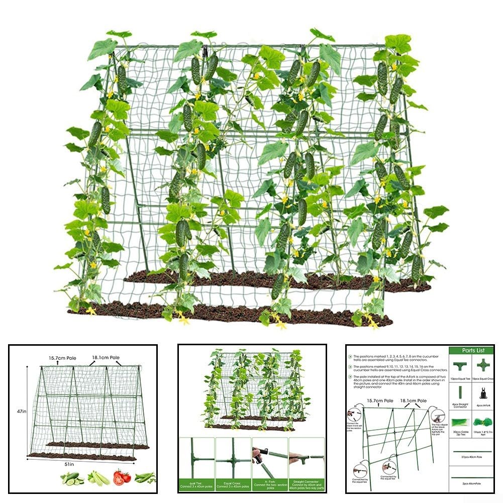 Treillis de jardin amovible en A pour plantes grimpantes Support extérieur pour concombre Idéal pour les plates-bandes surélevées et les serres Support d'escalade pour légumes