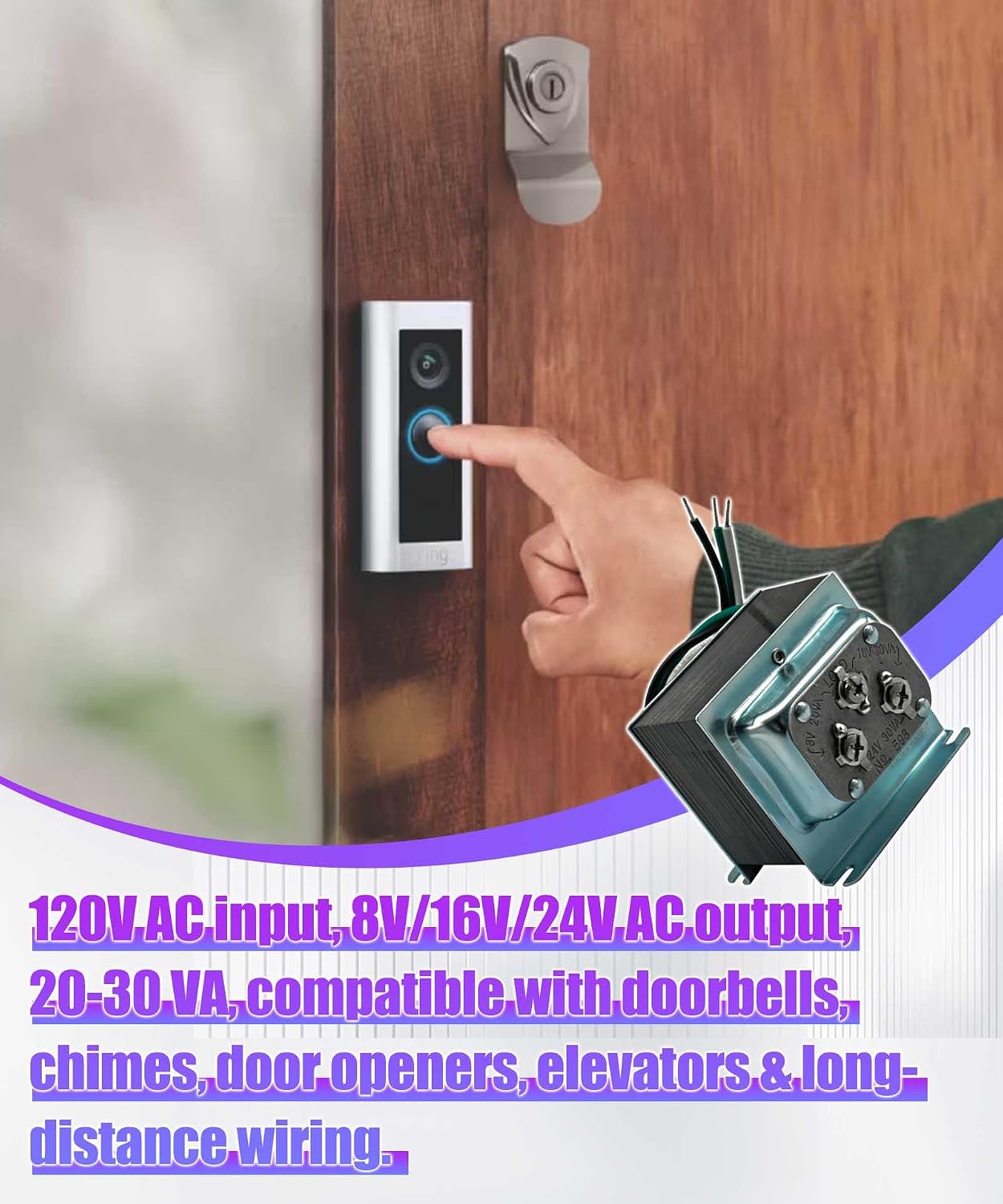 30W Class 2 Transformer 120V AC to 8/16/24V AC for Edwards Signaling 598 Fit for Ring Pro, Pro 2, Nest Hello for Commercial & Industrial Signaling Wired Doorbells, Chimes & Video Doorbells