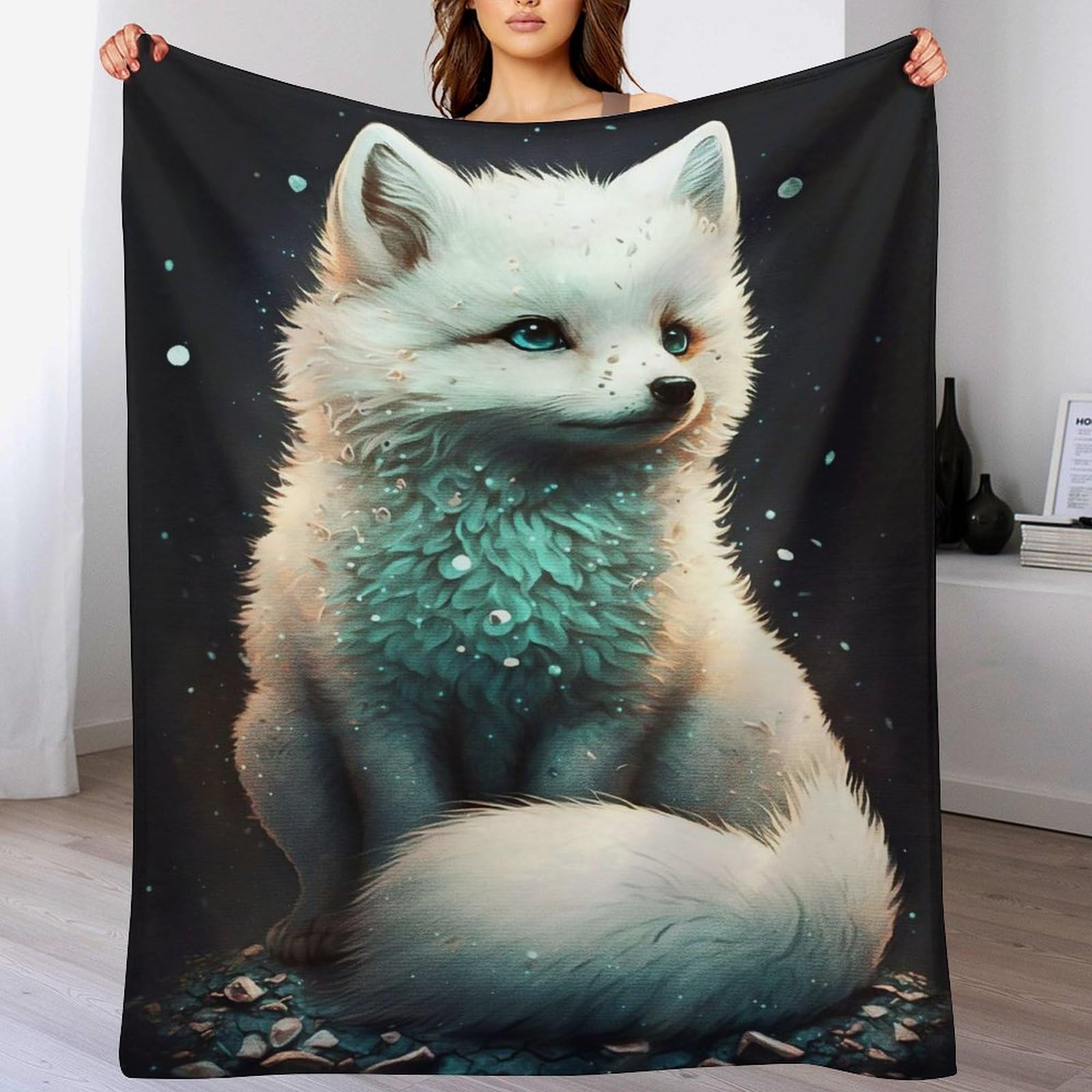 Couverture polaire renard de flanelle plaid chaud pour chambre salon et camping