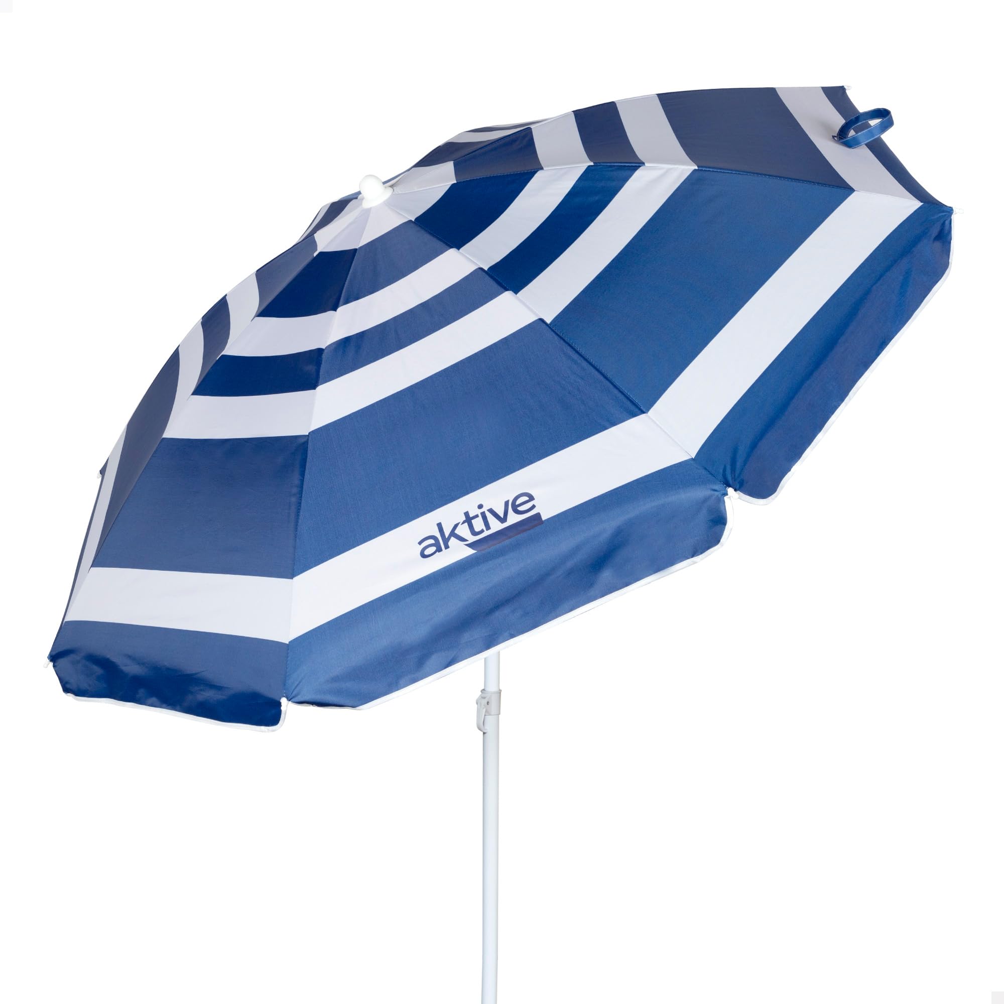 AKTIVE Sombrilla playa plegable estilo marinero a rayas Ø180, Con revestimiento plateado y protección UV 50, paravientos playa, sombrilla parasol, para-sol playa, sombrillas para playa (62234)