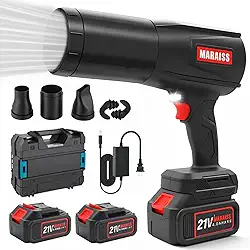 Soprador de folhas sem fio com 2 baterias de 4,0 A 15000 mAh, motor sem escova, soprador de jato turbo de baixo decibel leve com tampões de ouvido profissionais para limpeza de pátio, água de sopro de