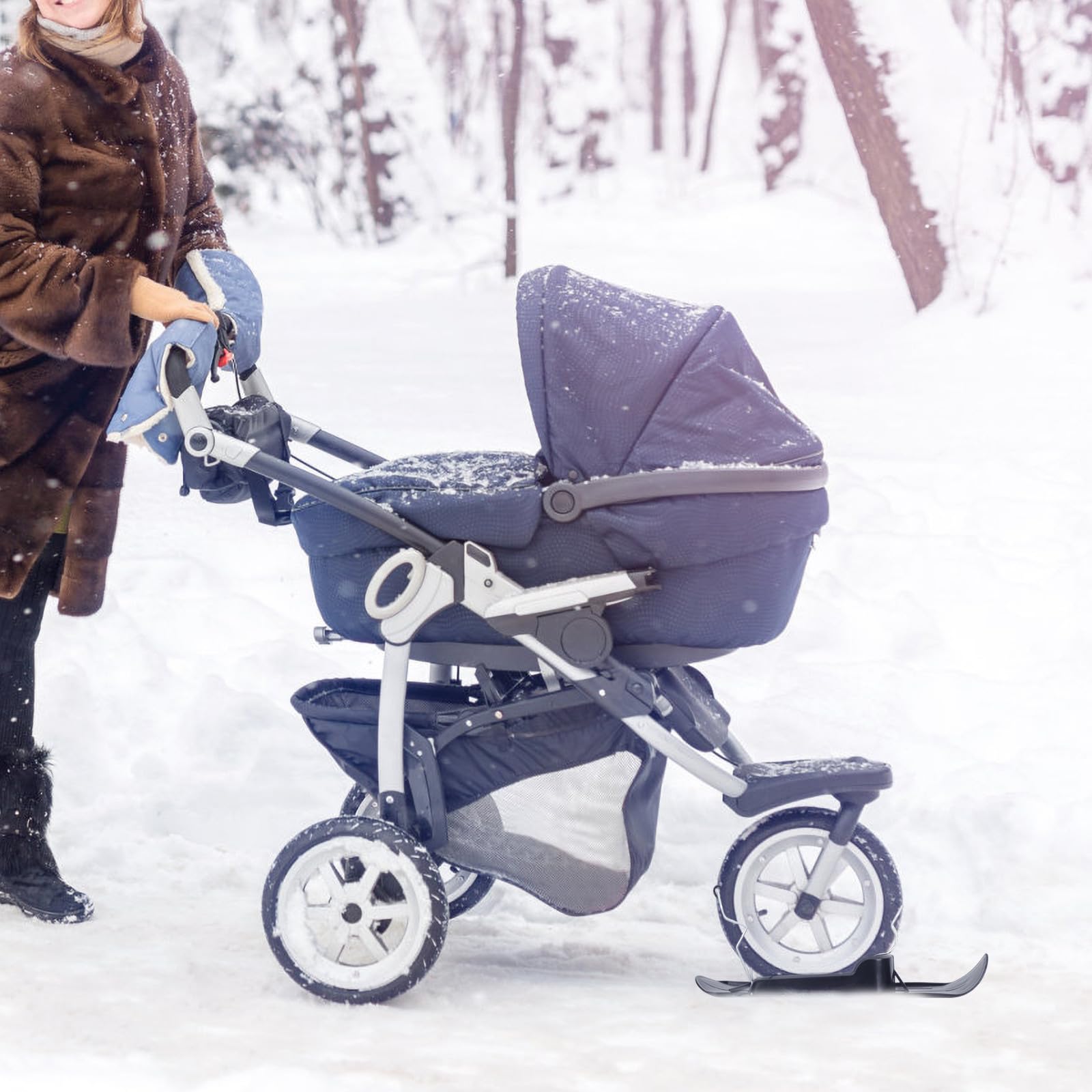 Toyvian Schwarzes Kunststoff Ski Schlittenbrett für Kinderwagen mit Einfacher Montage und Kälteresistenz zum Skifahren im Winter Schnee