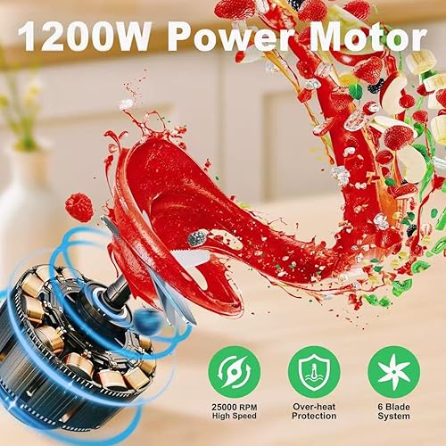 Miniatura 2 de Licuadora de batidos, licuadora personal de 1200 W para batidos, licuadoras para cocina con 2 tazas de viaje de 26 onzas sin BPA, perfecta para