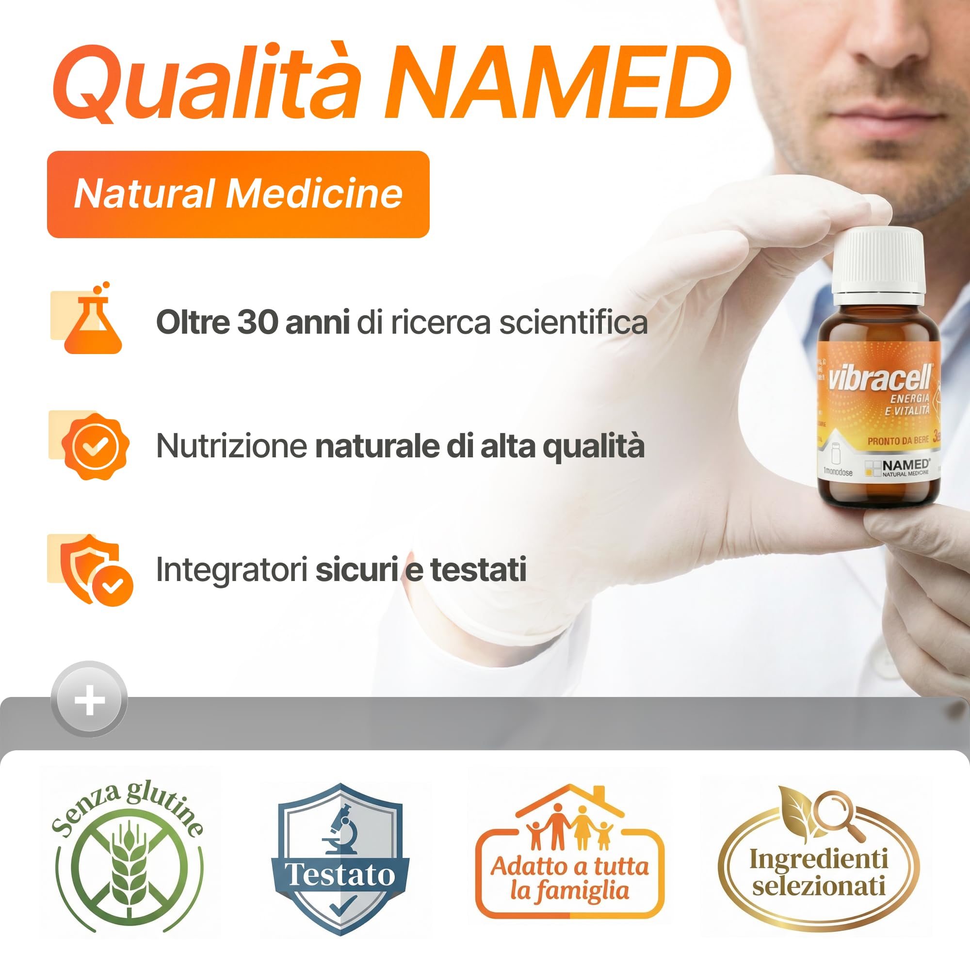 NAMED Vibracell Integratore Multivitaminico Completo Naturale | Con Vitamine, Sali Minerali, L-Carnitina e Pappa Reale | Integratori Energia e Vitalità per Adulti e Bambini | 450 ml (150 ml + 300ml)