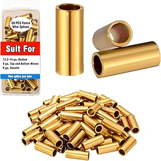 Blulu 50 Pack Fence Wire Splices for Barbed Wire Fencing Weather Resistant Crimping Sleeves for Fence Repair and Installation Works with 12.5-Gauge Barbed and 9-Gauge Fencing