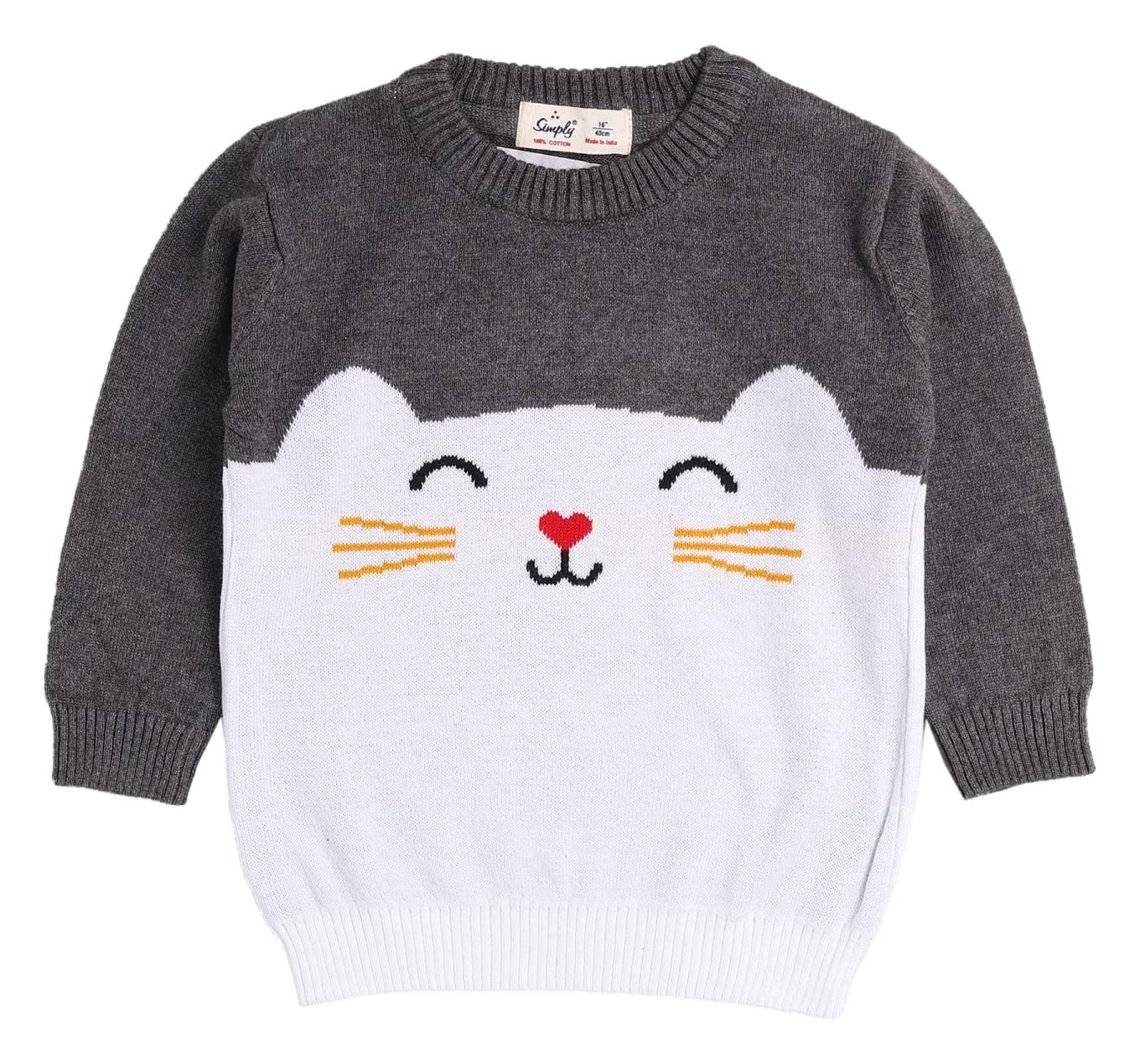 SimplyBaby Boys and Girls Full Sweater 100% Cotton Winter Wear Full Sleeves Pull Over Cardigan Mountain Hills Regular Sweatshirt (G3)