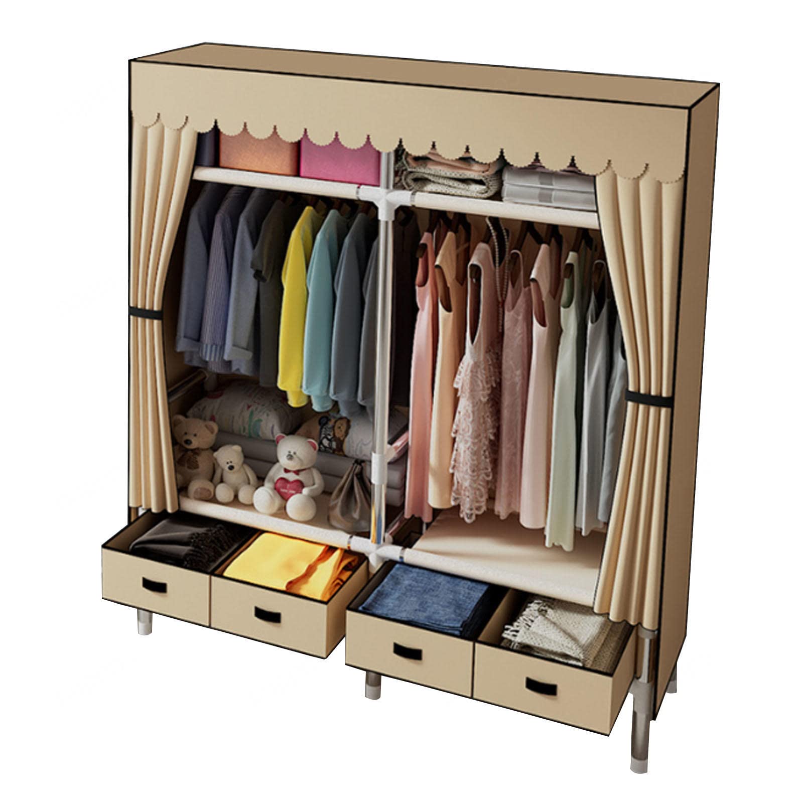 Armario de lona de tela plegable organizador almacenamiento dormitorio 1
