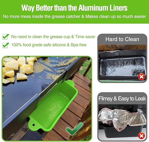 Miniatura 4 de Blackstone - Paquete de 2 forros de silicona para tazas de grasa de 36, 28, 22, 17 pulgadas, bandeja de grasa reutilizable, accesorios Blackstone,
