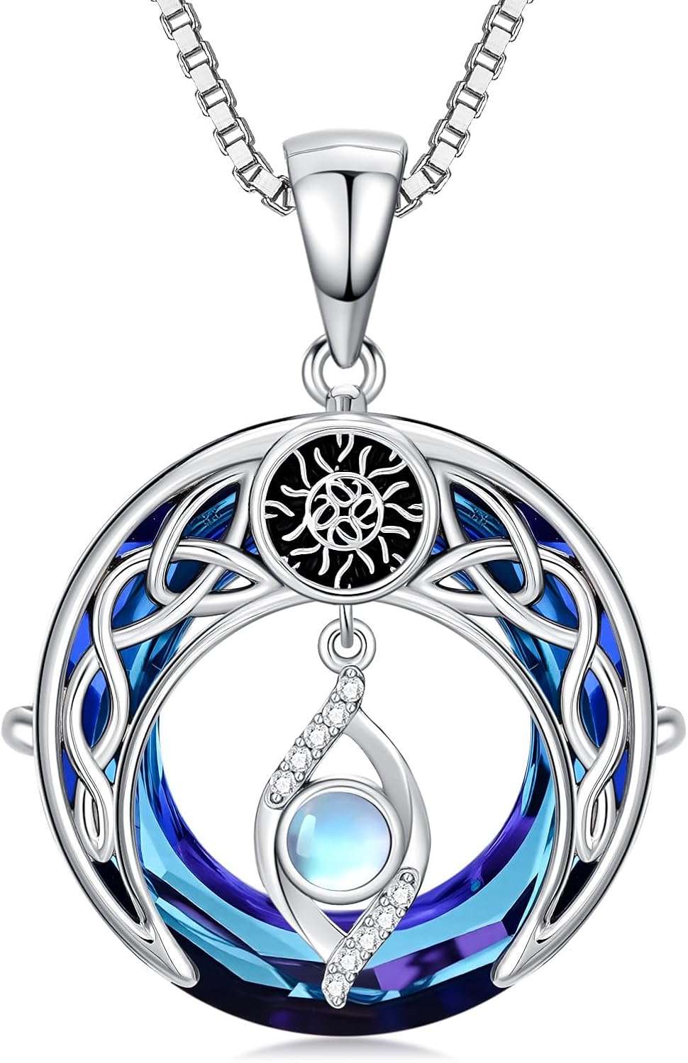 JKR Celtic Knot Evil Eye/Hamsa Hand Necklace Sterling Silver Crystal Good Luck Charms Jewelry Mothers Day Gifts for Mom