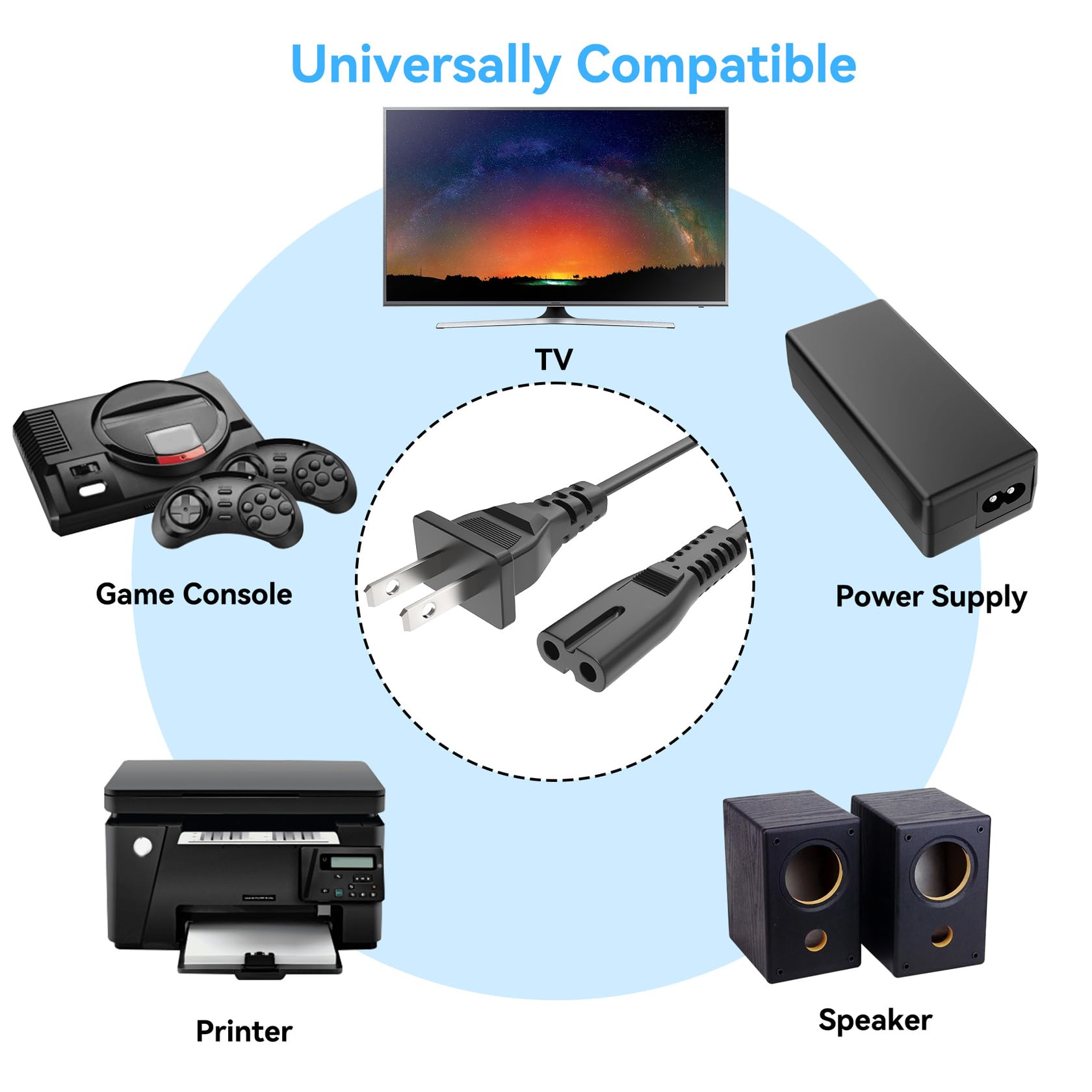 AC Power Cord Outlet Socket Cable Plug for UN32EH5300FXZA UN40EH5300 LED-LCD Smart TV — view 7